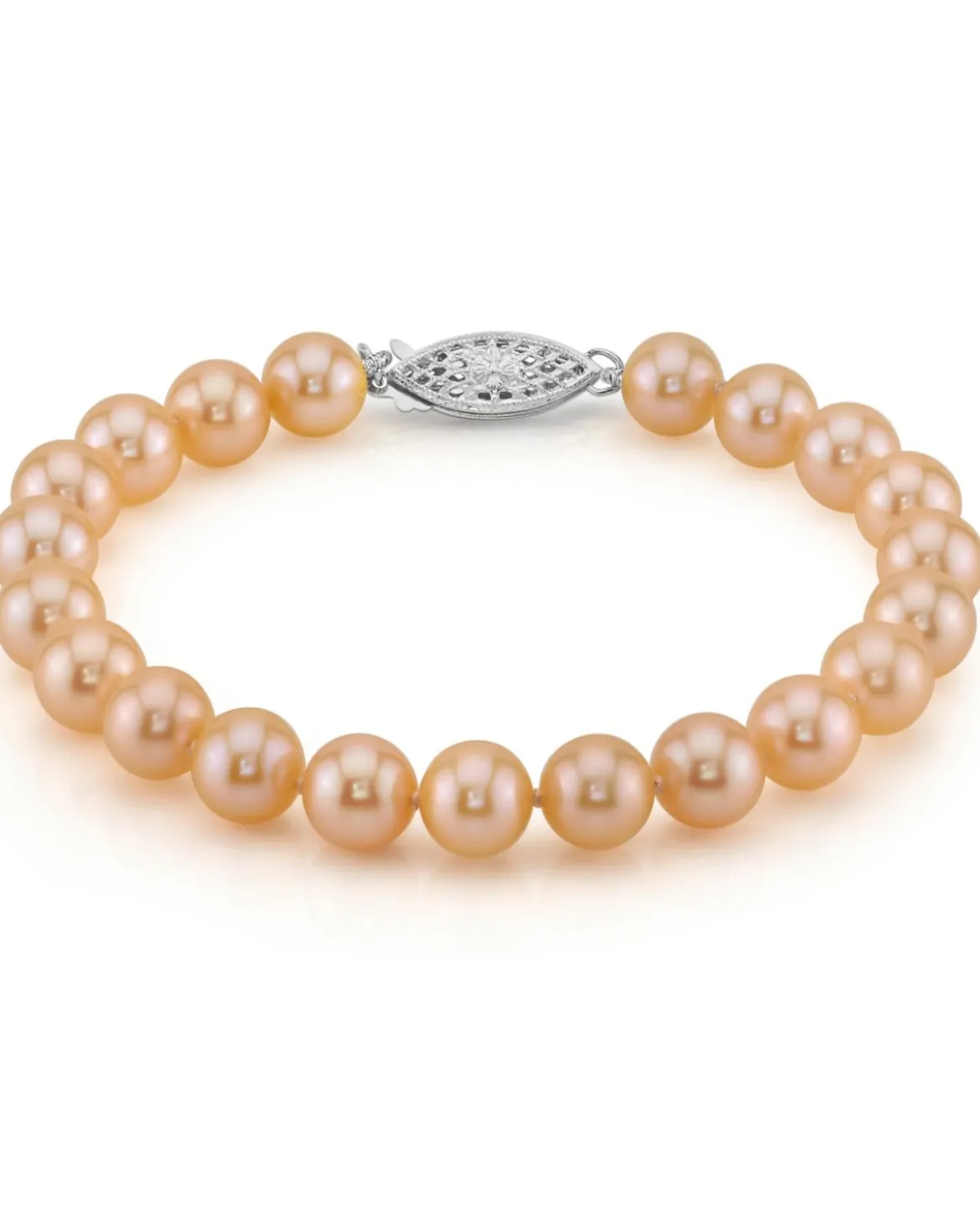 7.0-7.5mm Peach Freshwater Pearl Bracelet - AAAA Quality