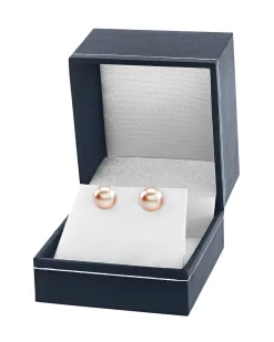 9mm Peach Freshwater Round Pearl Stud Earrings