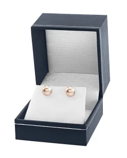 8mm Peach Freshwater Round Pearl Stud Earrings