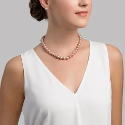 9.5-10.5mm Pink Freshwater Pearl Necklace - AAAA Quality