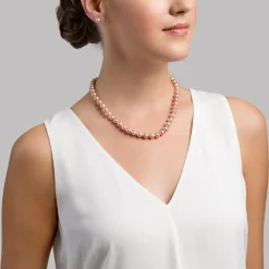 8.0-8.5mm Pink Freshwater Pearl Necklace - AAA Quality