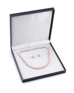 7.0-7.5mm Pink Freshwater Pearl Necklace & Earrings