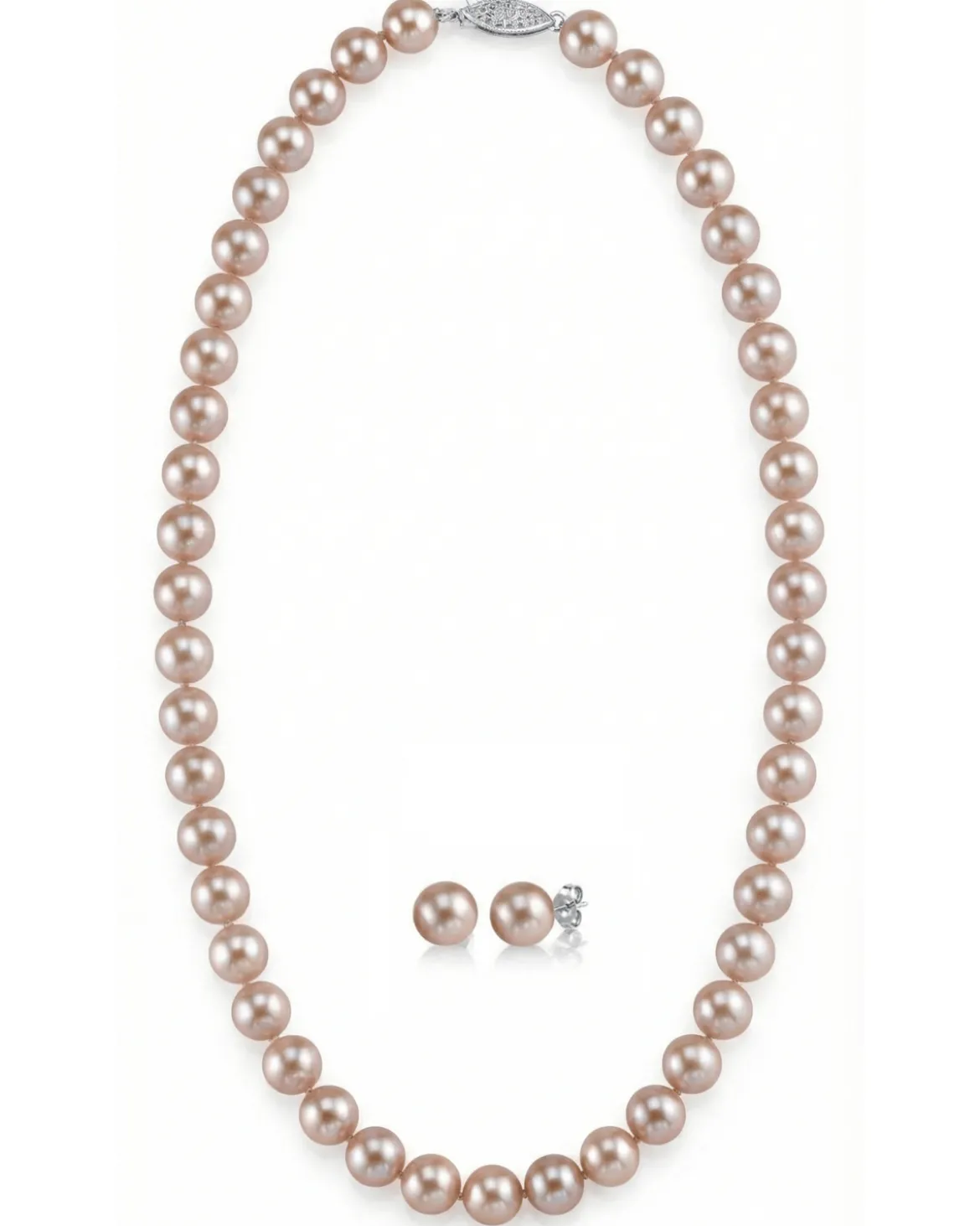7.0-7.5mm Pink Freshwater Pearl Necklace & Earrings