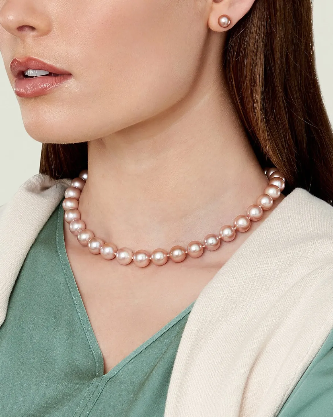 9.5-10.5mm Pink Freshwater Pearl Necklace - AAA Quality