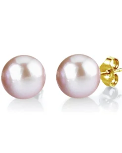 12mm Pink Freshwater Round Pearl Stud Earrings