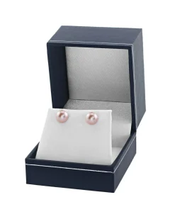 8mm Pink Freshwater Round Pearl Stud Earrings