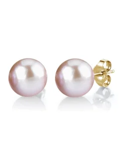 7mm Pink Freshwater Round Pearl Stud Earrings
