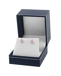 7mm Pink Freshwater Round Pearl Stud Earrings