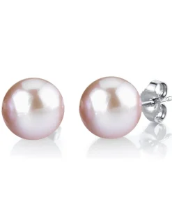 13mm Pink Freshwater Round Pearl Stud Earrings