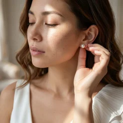 8.5-9.0mm White Akoya Round Pearl Stud Earrings