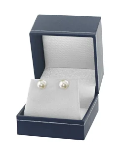 8.5-9.0mm White Akoya Round Pearl Stud Earrings