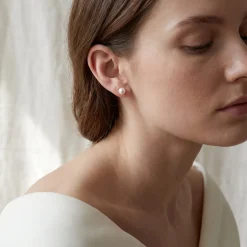 6.5-7.0mm White Akoya Round Pearl Stud Earrings