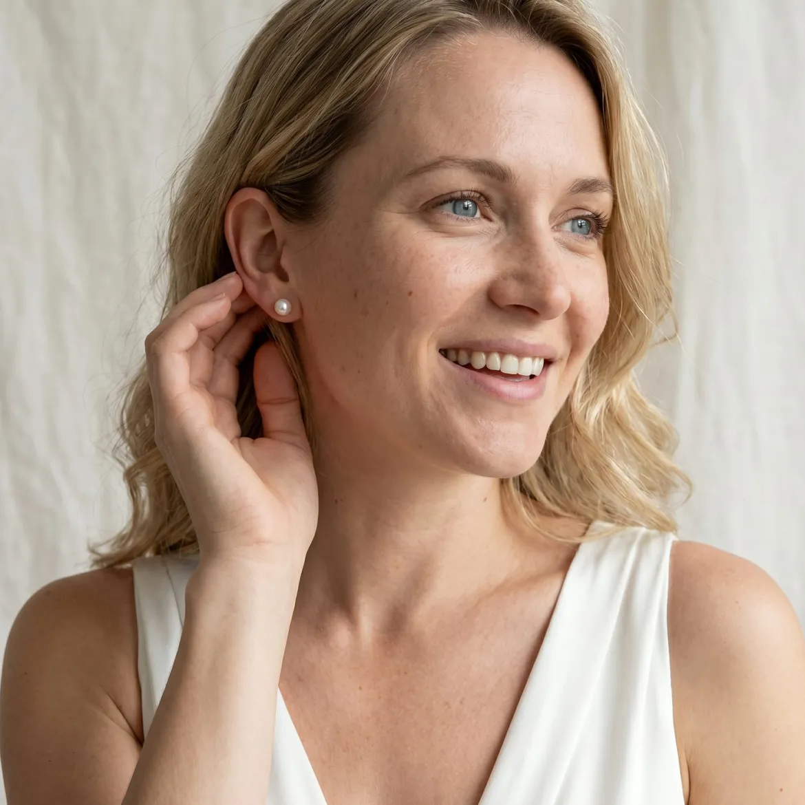6.0-6.5mm White Akoya Round Pearl Stud Earrings