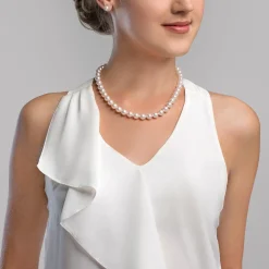 9-10mm White Freshwater Choker Length Pearl Necklace - AAAA Quality