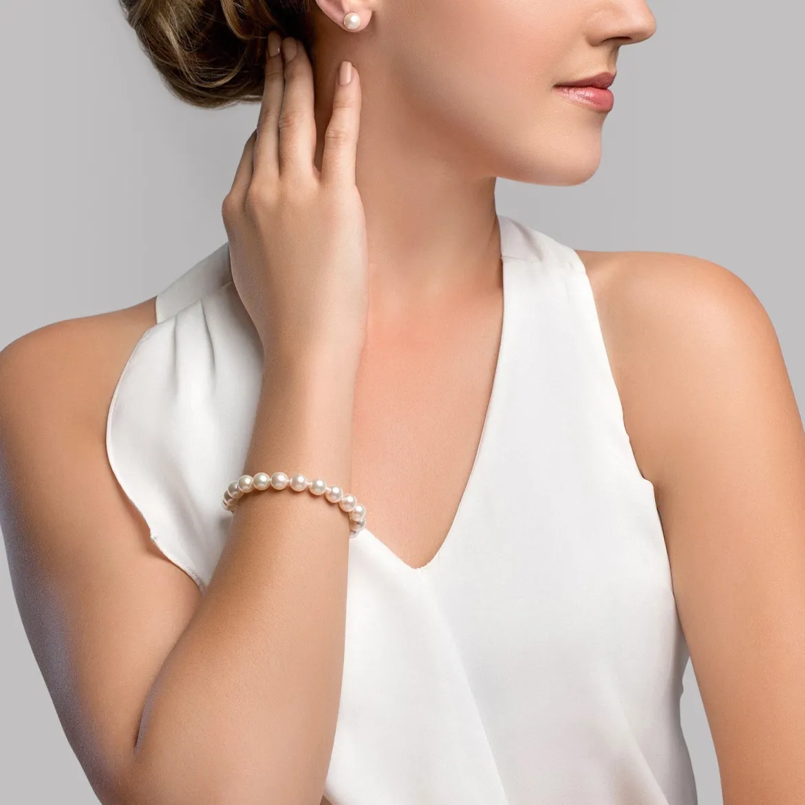 8.0-8.5mm White Freshwater Pearl Bracelet - AAA Quality