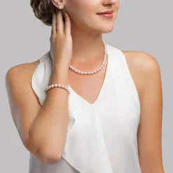 7.0-7.5mm White Freshwater Pearl Necklace, Bracelet & Earrings