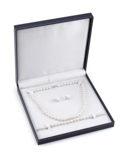 7.0-7.5mm White Freshwater Pearl Necklace, Bracelet & Earrings