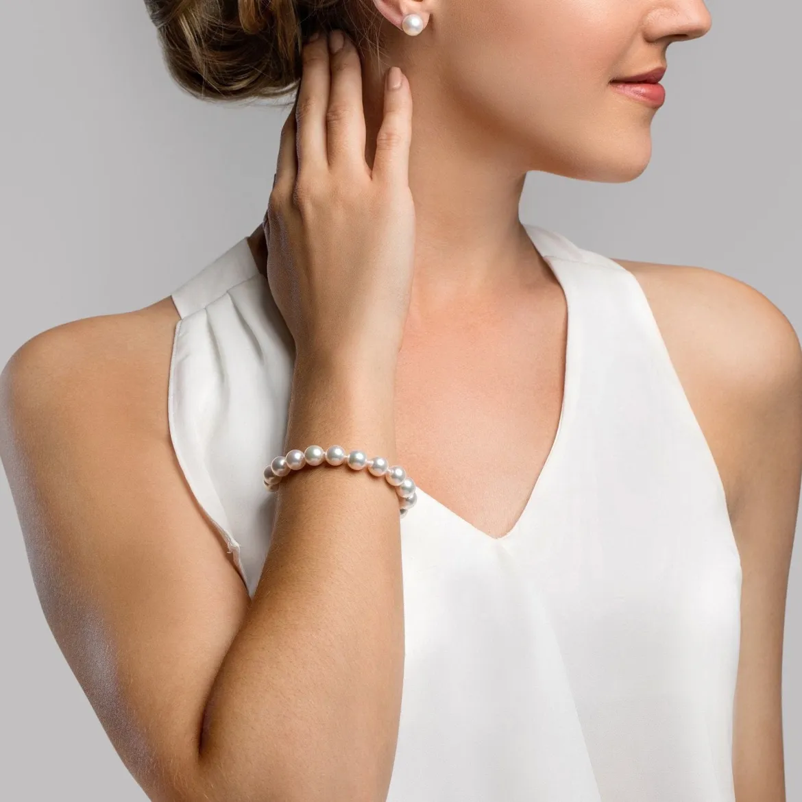 8.5-9.5mm White Freshwater Pearl Bracelet - AAAA Quality