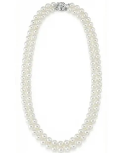 7.0-7.5mm White Freshwater Pearl Double Strand Necklace