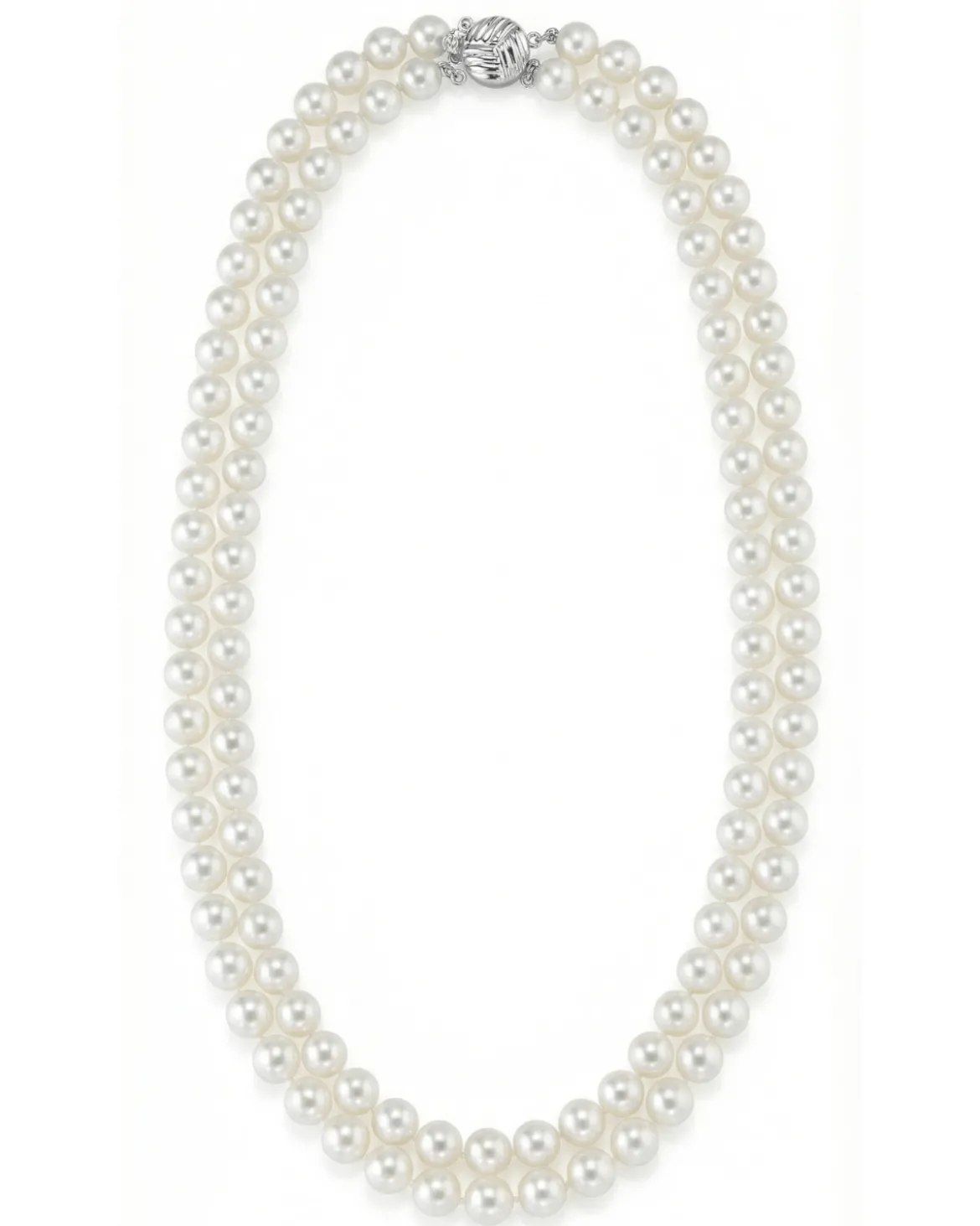 7.0-7.5mm White Freshwater Pearl Double Strand Necklace
