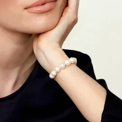 9.5-10.5mm White Freshwater Pearl Bracelet - AAA Quality