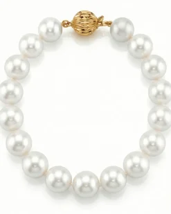 9.5-10.5mm White Freshwater Pearl Bracelet - AAA Quality
