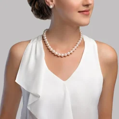 11.5-12.5mm White Freshwater Pearl Necklace - AAA Quality