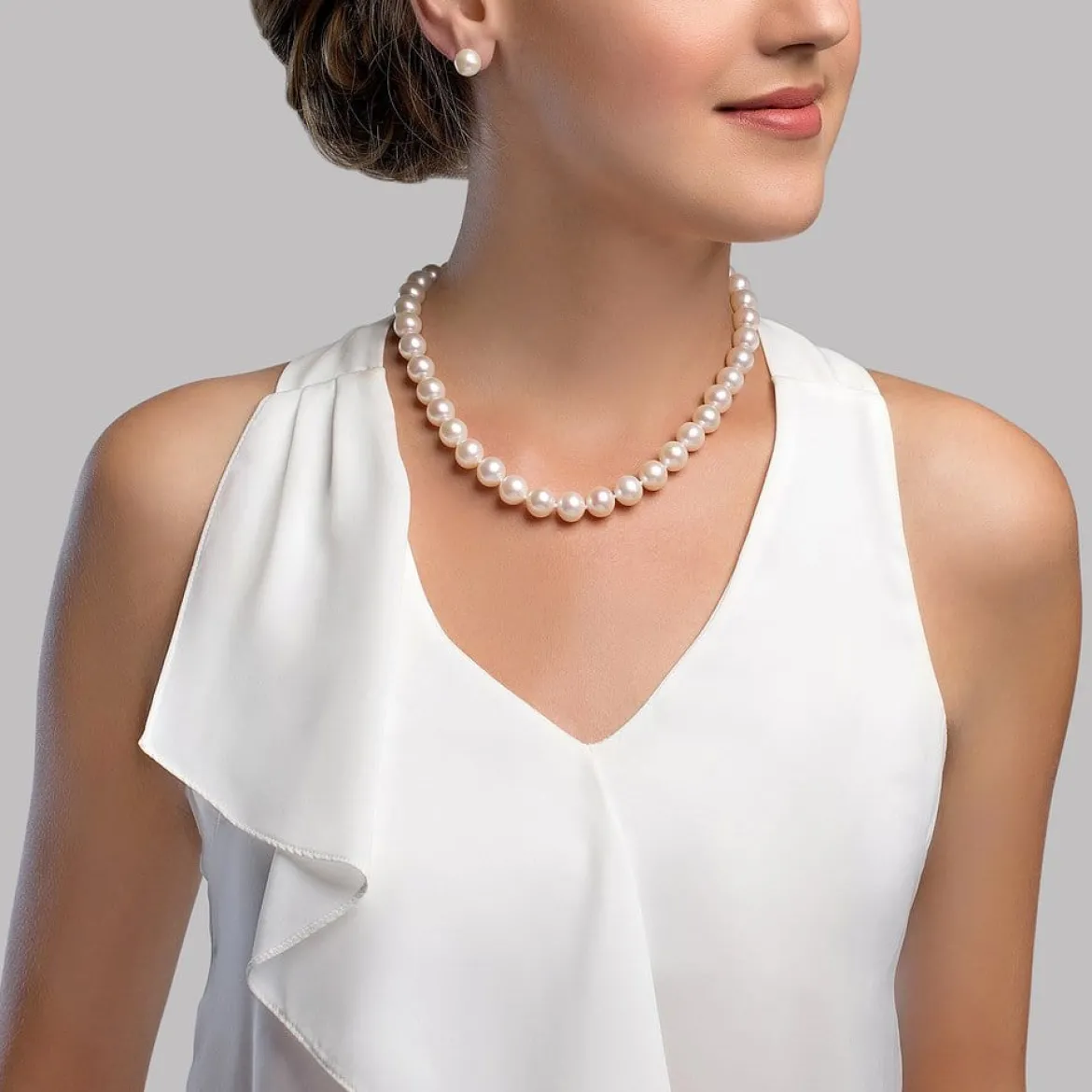 11.5-12.5mm White Freshwater Pearl Necklace - AAA Quality