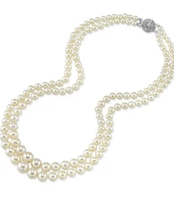 3.0-9.0mm White Freshwater Pearl Graduated Double Strand Necklace