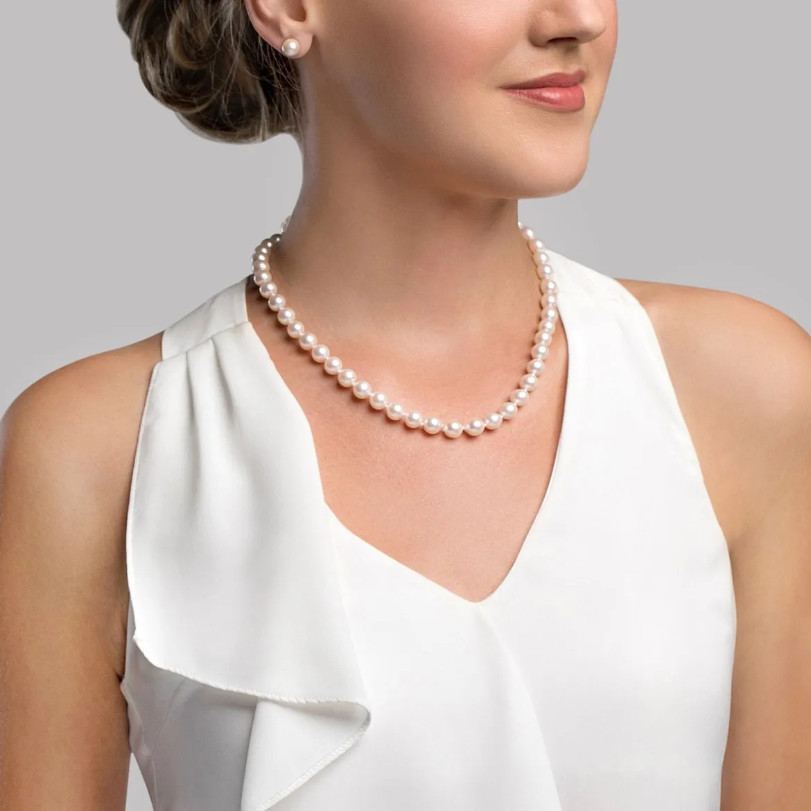 8.0-8.5mm White Freshwater Pearl Necklace - AAA Quality