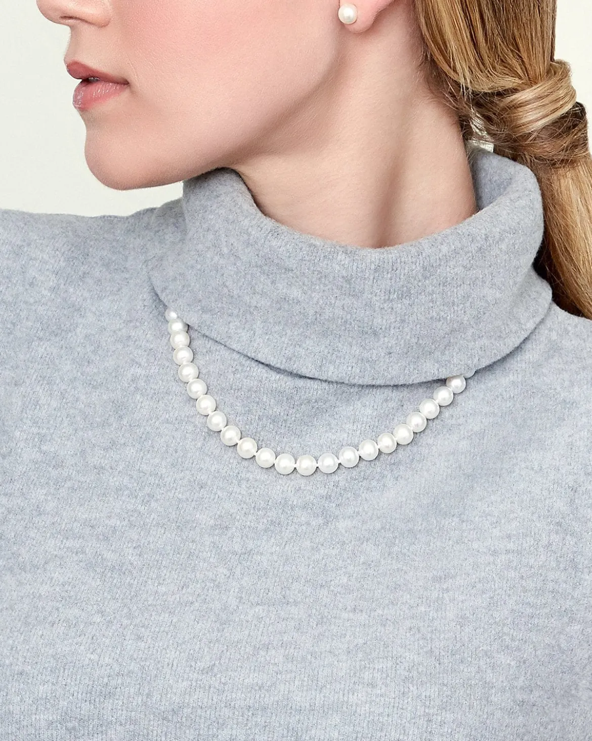 8.0-8.5mm White Freshwater Pearl Necklace - AAA Quality