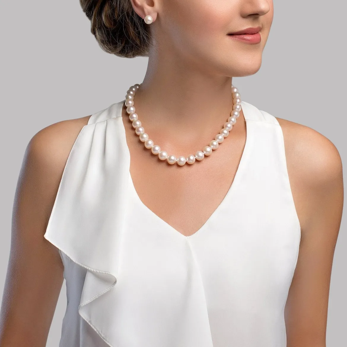 10.5-11.5mm White Freshwater Pearl Necklace- AAAA Quality