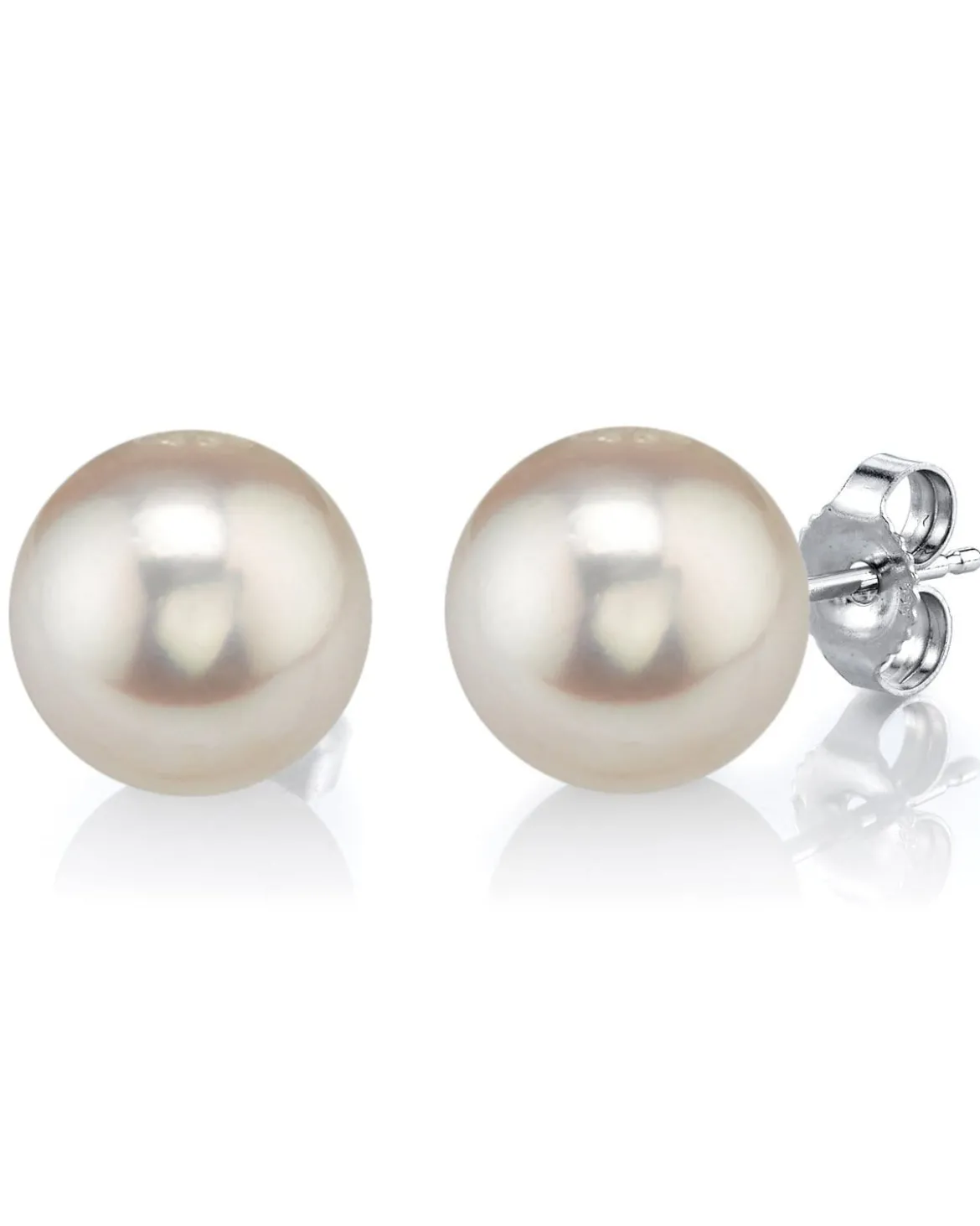 10mm White Freshwater Round Pearl Stud Earrings