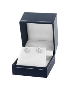 9mm White Freshwater Round Pearl Stud Earrings