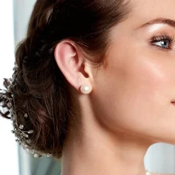 9mm White Freshwater Round Pearl Stud Earrings