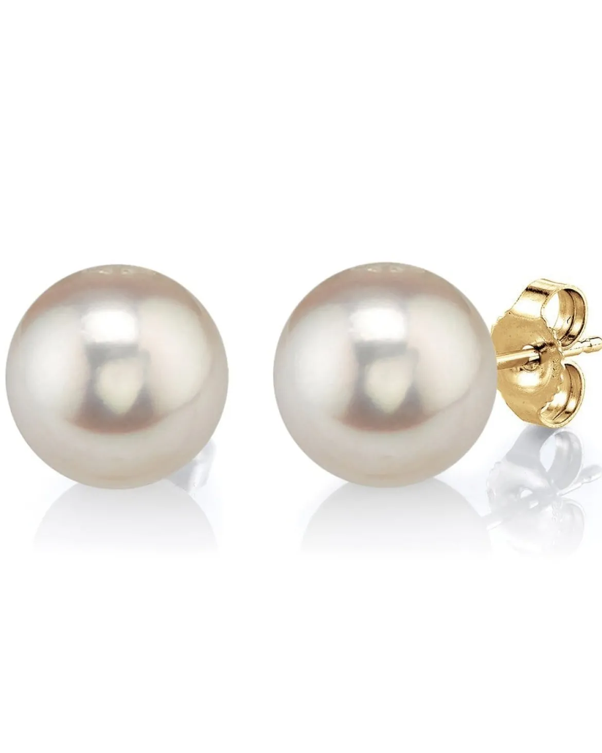 12.0-13.0mm White Freshwater Round Pearl Stud Earrings - AAAA Quality