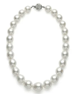 11-13mm White South Sea Drop Oval Pearl Necklace - AAA Quality