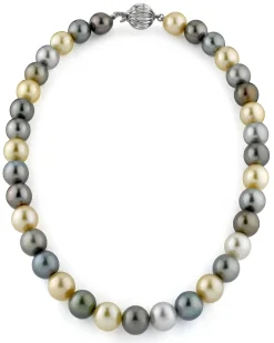 Multi-Color Black Tahitian & Golden South Sea Pearl Necklace, 10.0-12.0mm