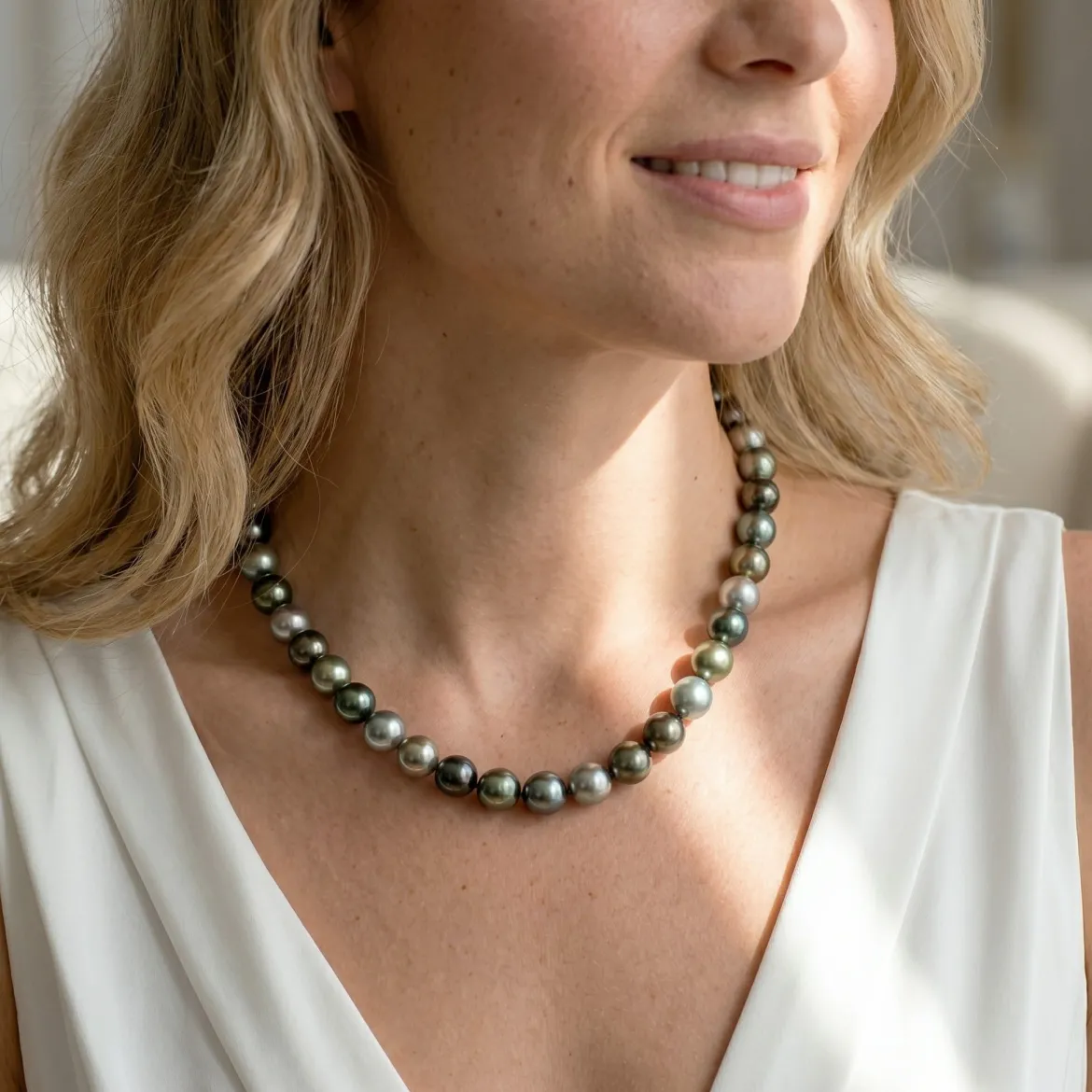 Multi-Color Tahitian Baroque Pearl Necklace, 8.0-10.0mm