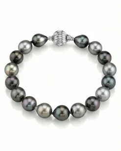Multi-Color Tahitian Drop-Shape Pearl Bracelet, 9.0-10.0mm - AAAA Quality