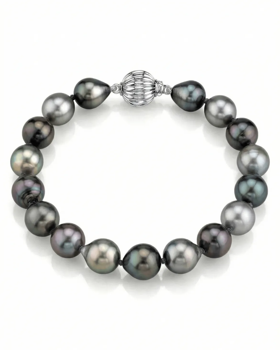Multi-Color Tahitian Drop-Shape Pearl Bracelet, 9.0-10.0mm - AAAA Quality