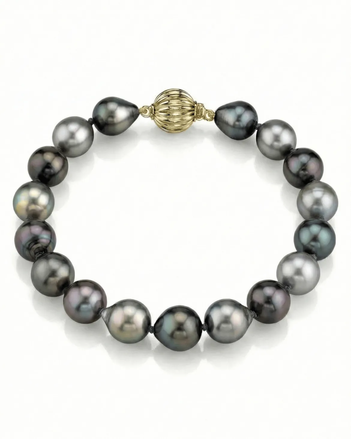 Multi-Color Tahitian Drop-Shape Pearl Bracelet, 9.0-10.0mm - AAAA Quality