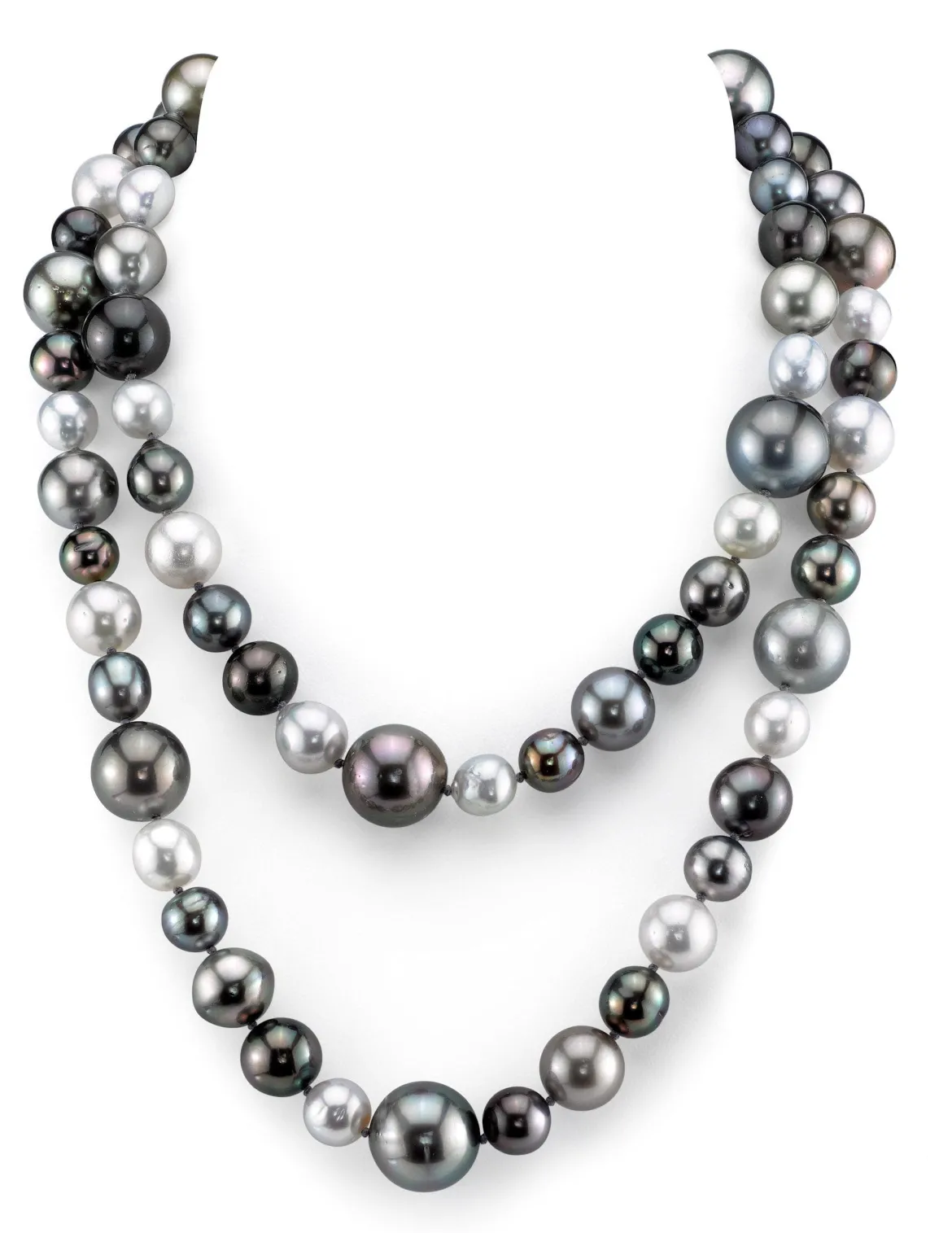Multi-Color Tahitian Opera Length Pearl Necklace, 9.0-14.0mm