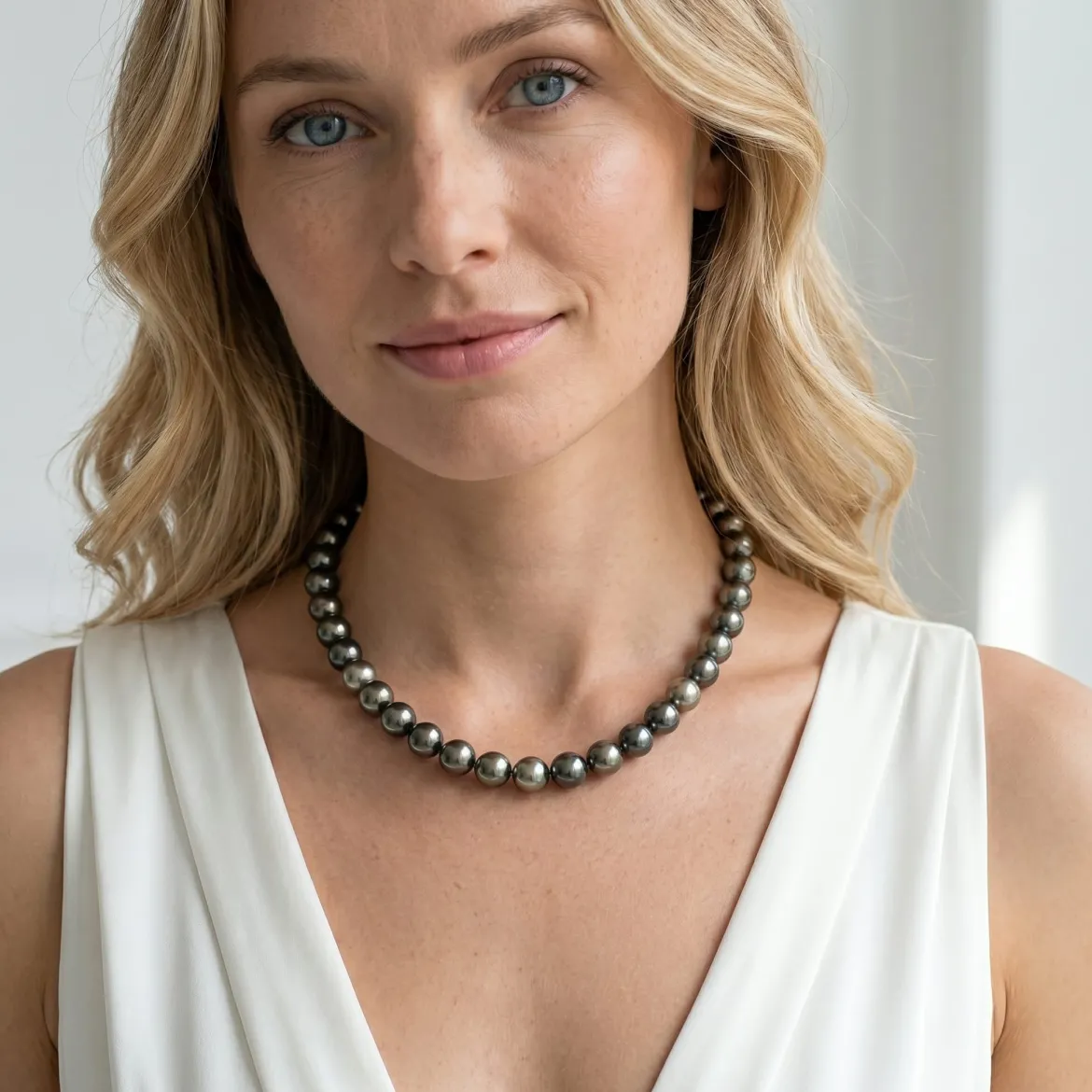 Multi-Color Tahitian Pearl Necklace, 10.0-11.0mm