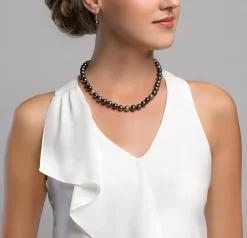 Multi-Color Tahitian True Round Pearl Necklace, 10.0-11.0mm - AAAA Quality