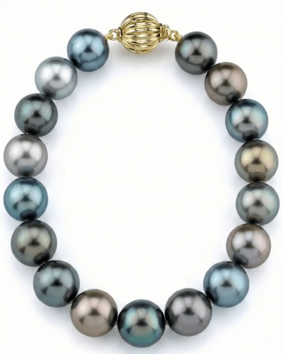 Multi-Color Tahitian True Round Pearl Bracelet, 9.0-10.0mm - AAA Quality