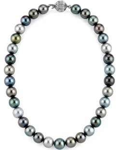 Multi-Color Tahitian True Round Pearl Necklace, 9.0-12.0mm - AAAA Quality