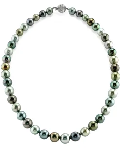 Multi-Color Tahitian True Round Pearl Necklace, 8.0-10.0mm