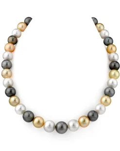 Multi-Color White, Golden South Sea and Tahitian Pearl Necklace, 10.0-12.9mm