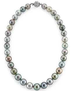 Pastel Multi-Color Tahitian Pearl Necklace, 10.0-12.0mm - AAAA Quality